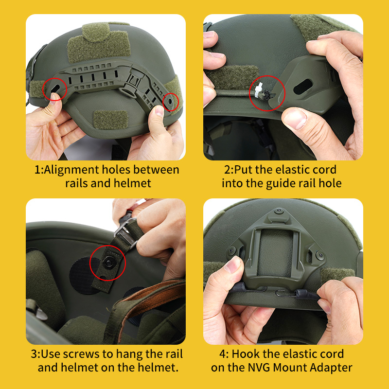 SABADO Kit de montaje en riel para casco táctico para rieles accesorios para casco Casco rápido Airsoft