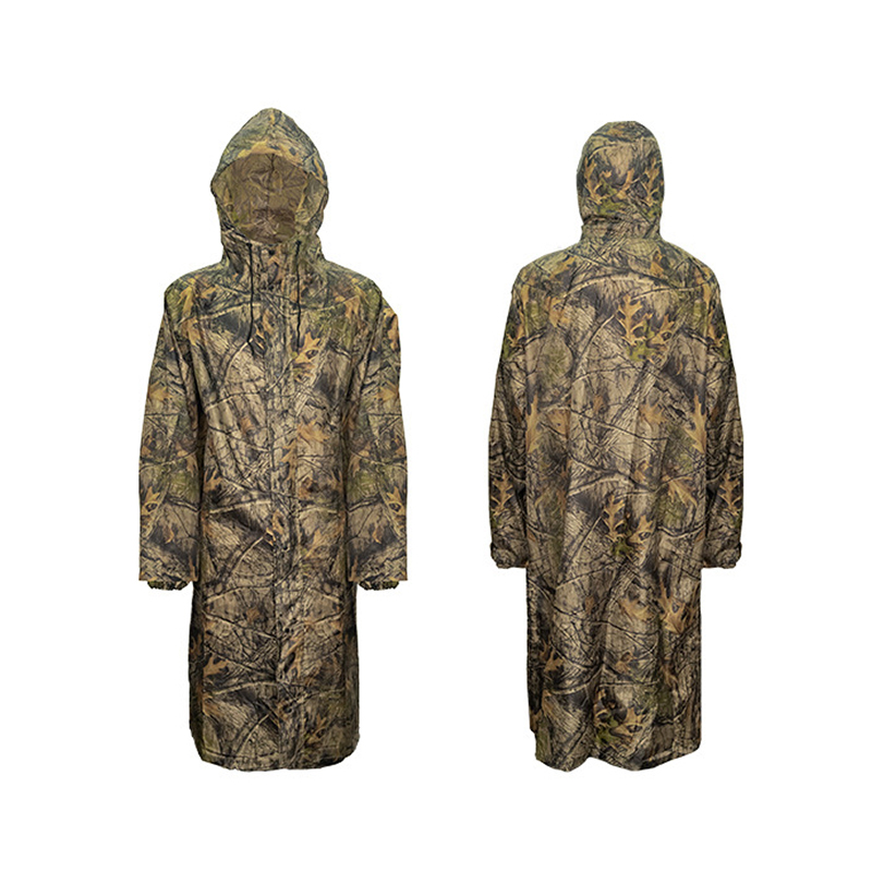 SABADO Ropa impermeable para senderismo Recubrimiento de PU Camuflaje Chubasquero de camuflaje impermeable para exteriores para adultos Chubasquero largo para hombres Chubasquero de poliéster