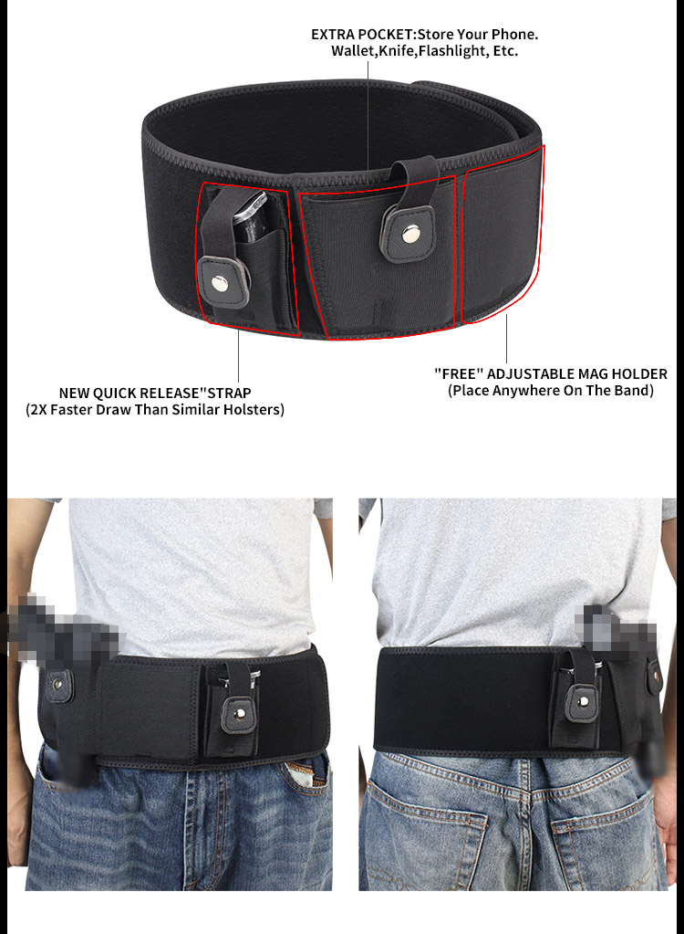 SABADO Universal Tactical Belly Band Holster Oculto Carry Pistol Gun Pouch