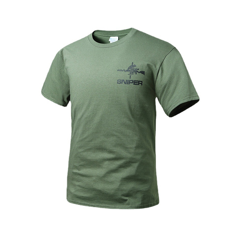 SABADO Camiseta con estampado militar táctico de manga corta con cuello redondo y talla grande