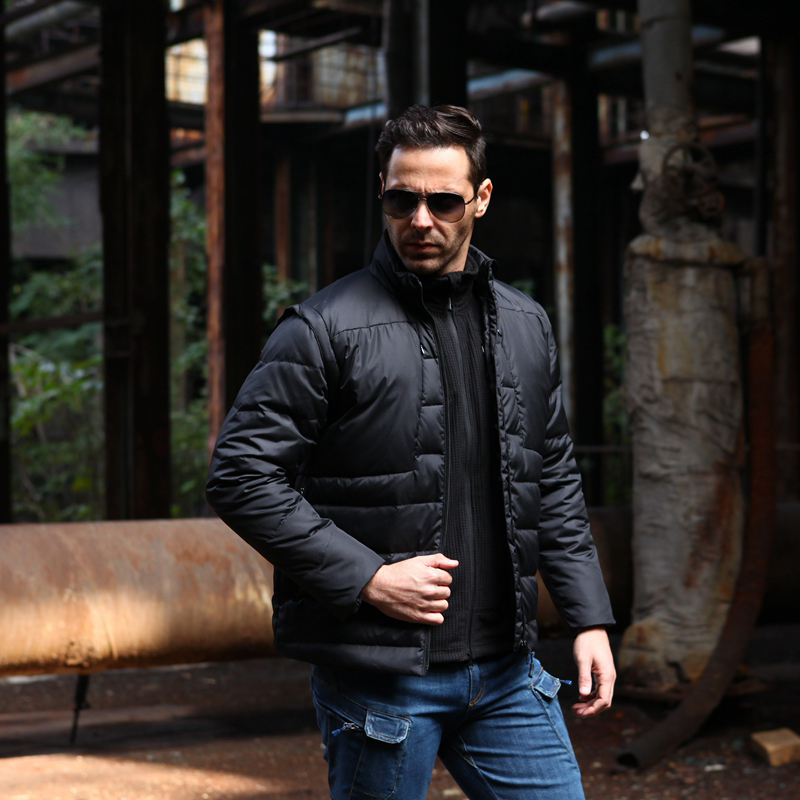 SABADO Military Men's Coat Down Jacket con mangas removibles