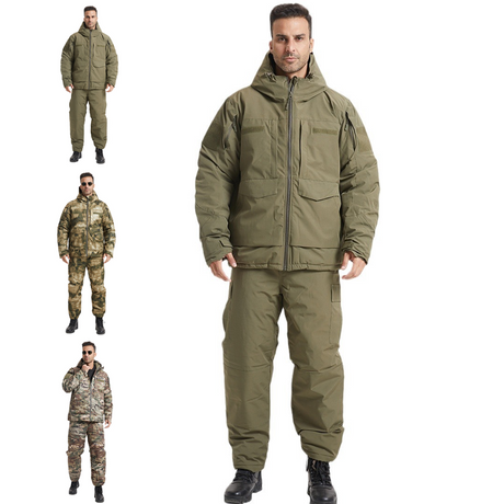 SABADO Traje de Caza para Hombre Invierno Térmico con Capucha Softshell Chaqueta de Esquí Pantalones Conjunto Ropa de Camuflaje